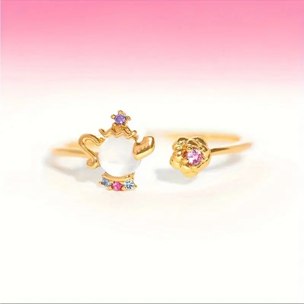Disney's Beauty and the Beast Mrs. Potts and Chip Ring, Teapot and Teacup
